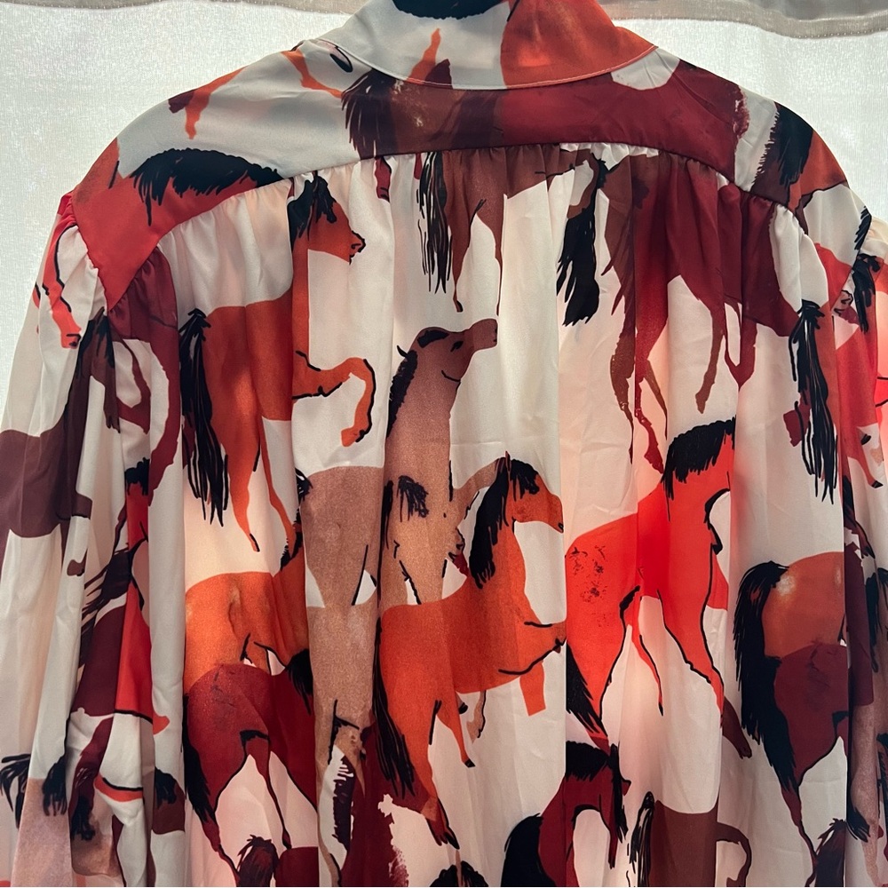 NWT Beulah Style Western Running Horses Shirt Dress RARE PRINT Size L - Picture 7 of 7